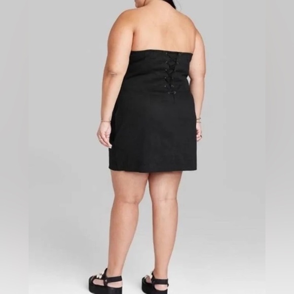 Wild Fable Black Twill Tube Mini Bodycon Dress - Picture 3 of 8